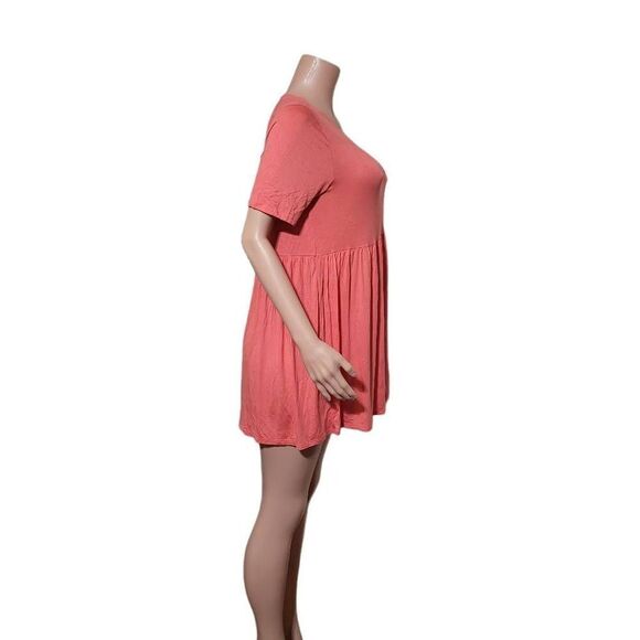 3/$20 Azules peach women's short sleeves mini pleated dress L, M - Picture 2 of 4